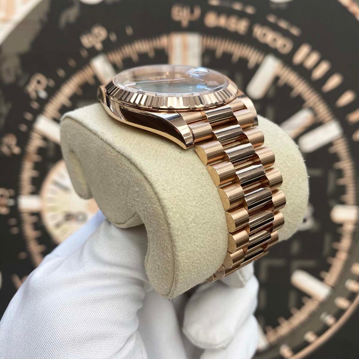 Rolex Day-Date 40 Presidential 228235 Fluted Bezel Olive Green Dial Pre-Owned - Gotham Trading