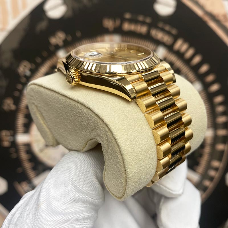 Rolex Day-Date 40 228238 Fluted Bezel Champagne Roman Dial - Gotham Trading