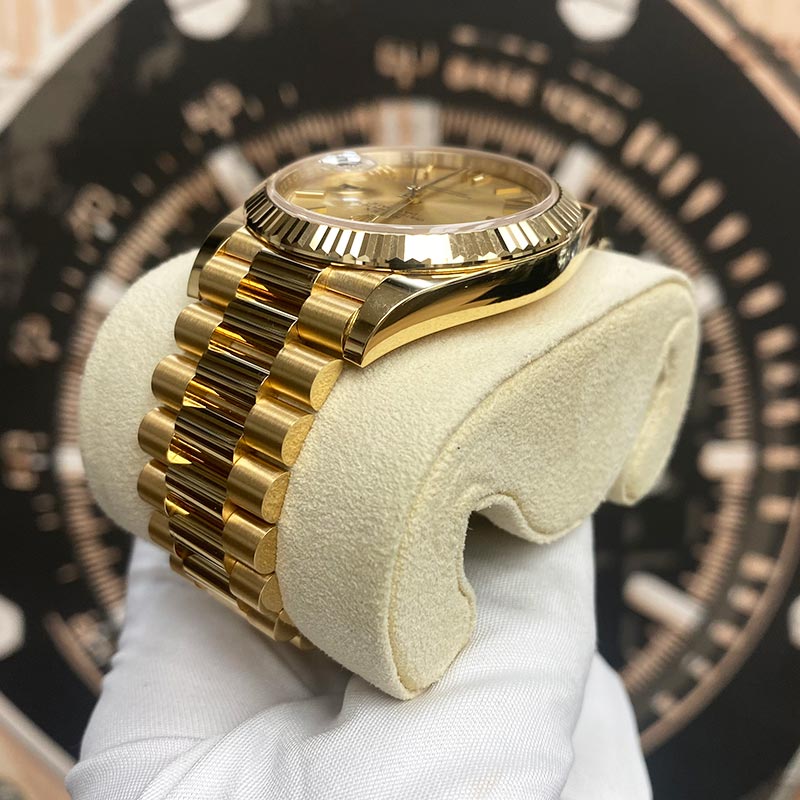 Rolex Day-Date 40 228238 Fluted Bezel Champagne Roman Dial - Gotham Trading
