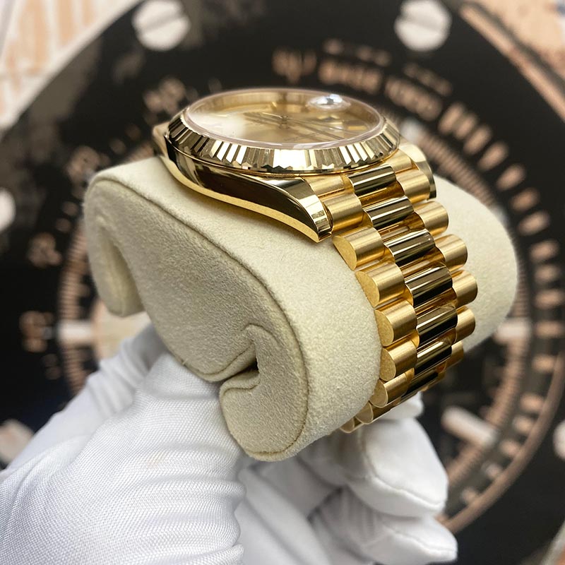 Rolex Day-Date 40 228238 Fluted Bezel Champagne Roman Dial - Gotham Trading
