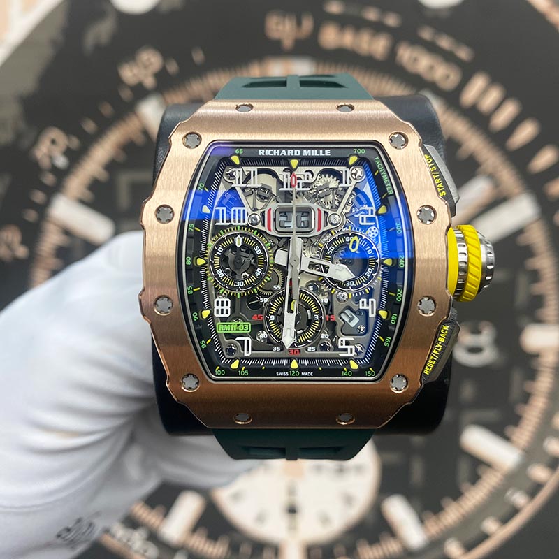 Richard Mille Chronograph RM11-03 Rose Gold / Titanium 50mm Openworked Dial Pre-Owned - Gotham Trading