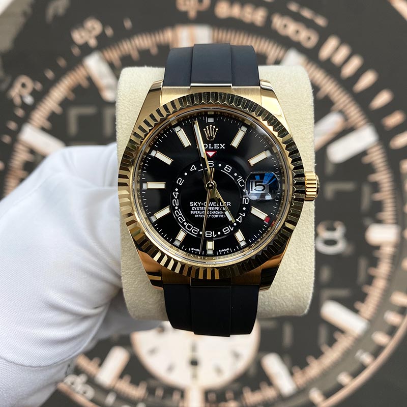 Rolex Sky-Dweller 42mm Oyster Flex 326238 Black Dial - Gotham Trading