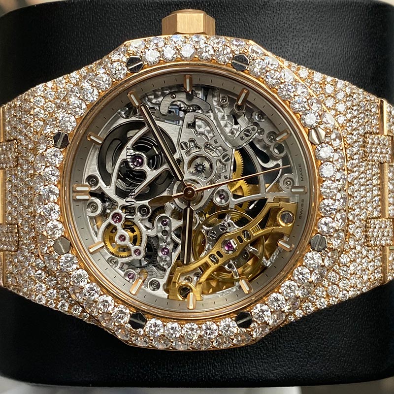 Audemars Piguet Custom Diamond Setting Royal Oak 37mm 15467OR Openworked Dial Pre-Owned - Gotham Trading
