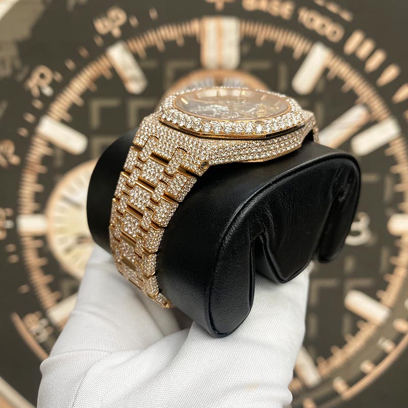Audemars Piguet Custom Diamond Setting Royal Oak 37mm 15467OR Openworked Dial Pre-Owned - Gotham Trading