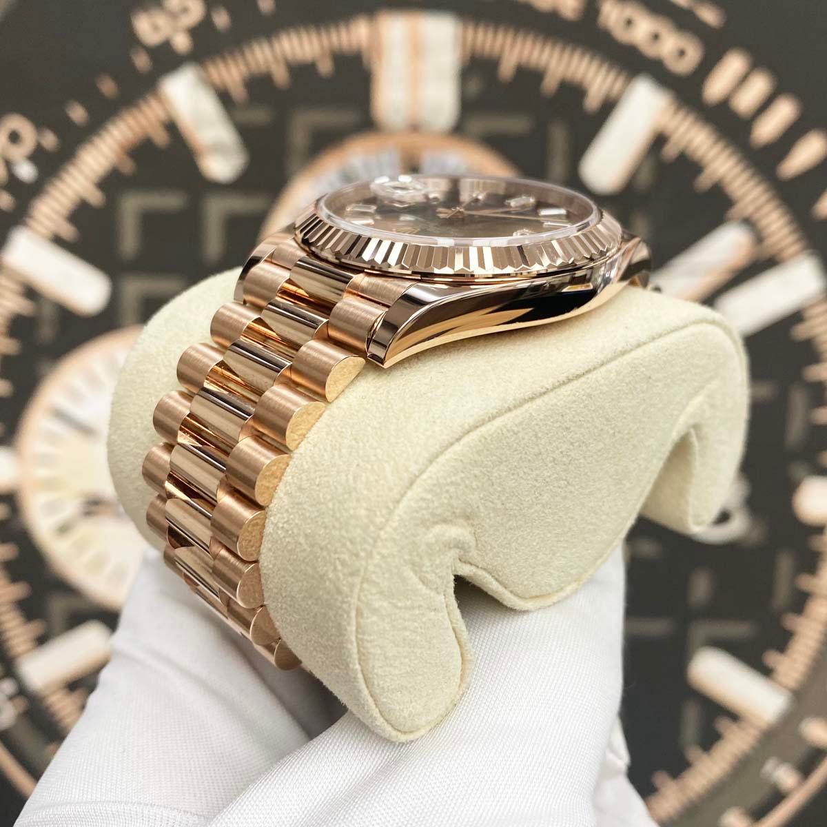 Rolex Day-Date 40 Presidential 228235 Fluted Bezel Eisenkiesel Baguette Diamond Dial - Gotham Trading