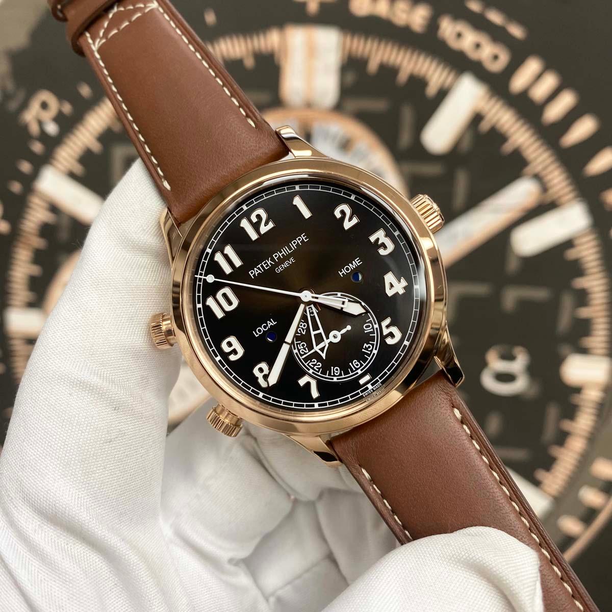 Patek Philippe Calatrava Pilot Travel Time Complication 42mm 5524R-001 Brown Dial - Gotham Trading