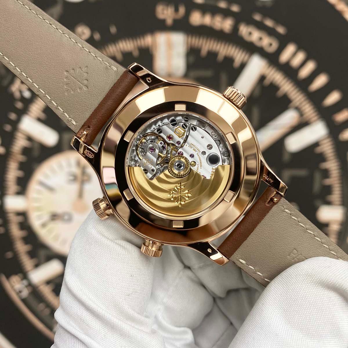 Patek Philippe Calatrava Pilot Travel Time Complication 42mm 5524R-001 Brown Dial - Gotham Trading