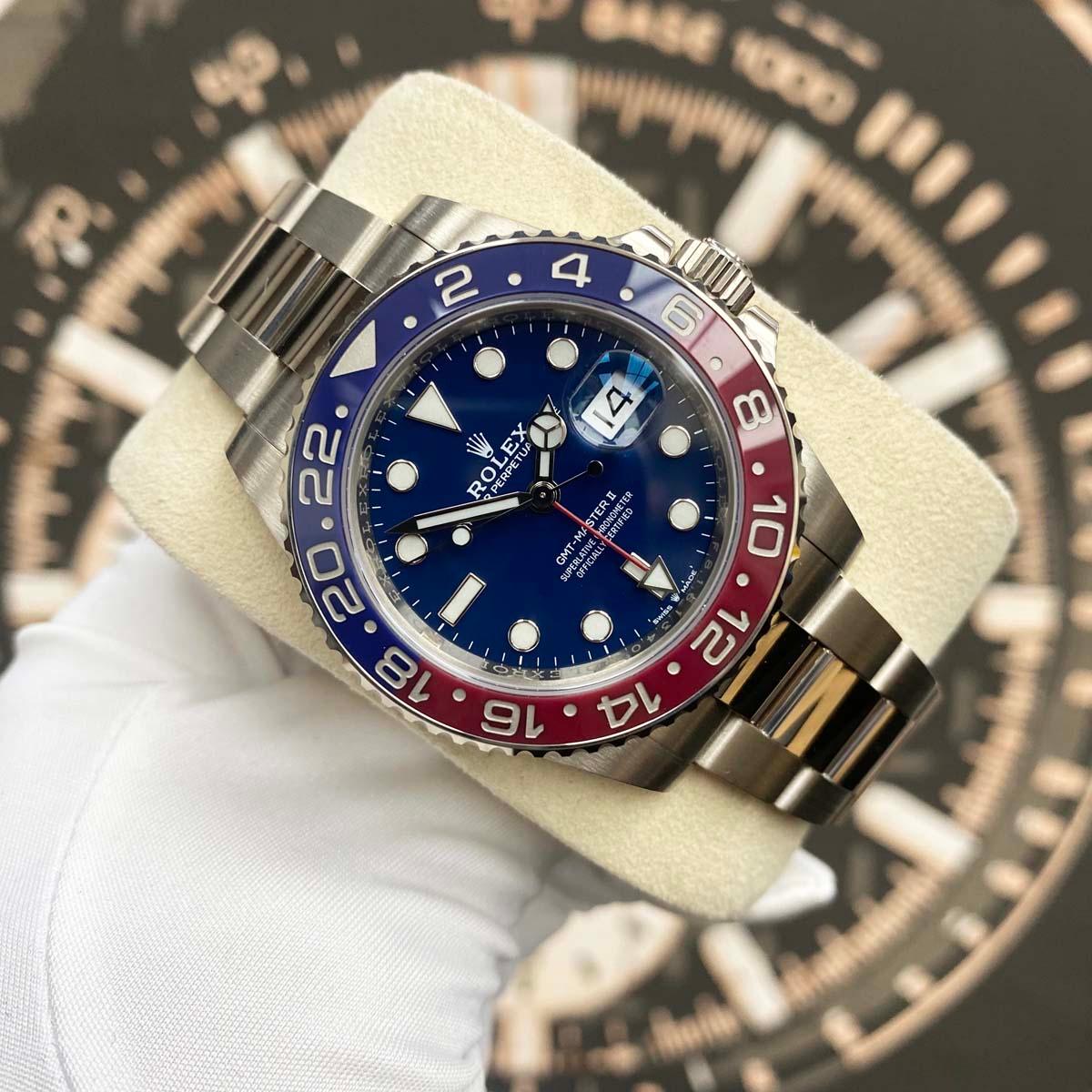 Rolex GMT-Master II "Pepsi" 40mm 126719BLRO White Gold Blue Dial Pre-Owned - Gotham Trading