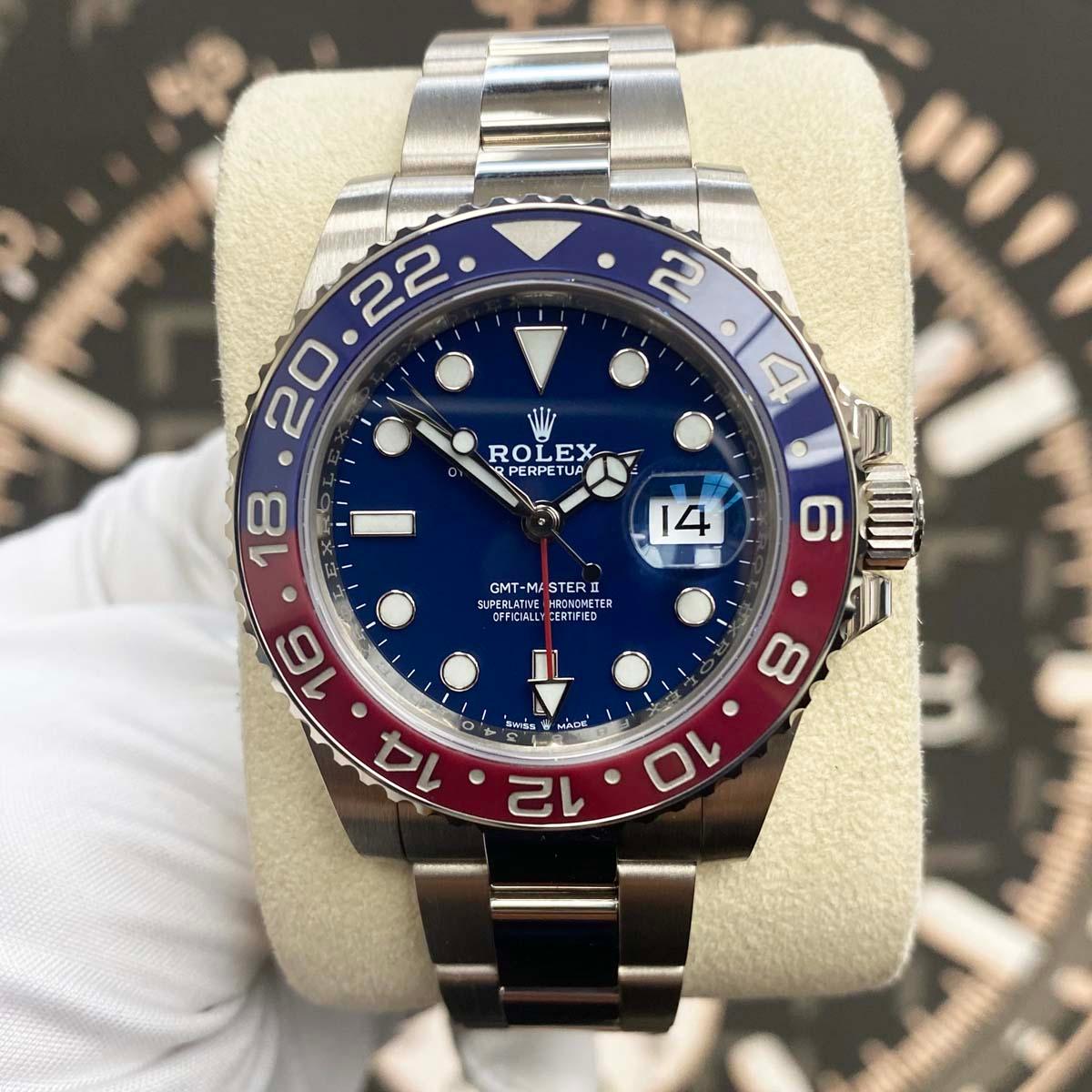 Rolex GMT-Master II "Pepsi" 40mm 126719BLRO White Gold Blue Dial Pre-Owned - Gotham Trading