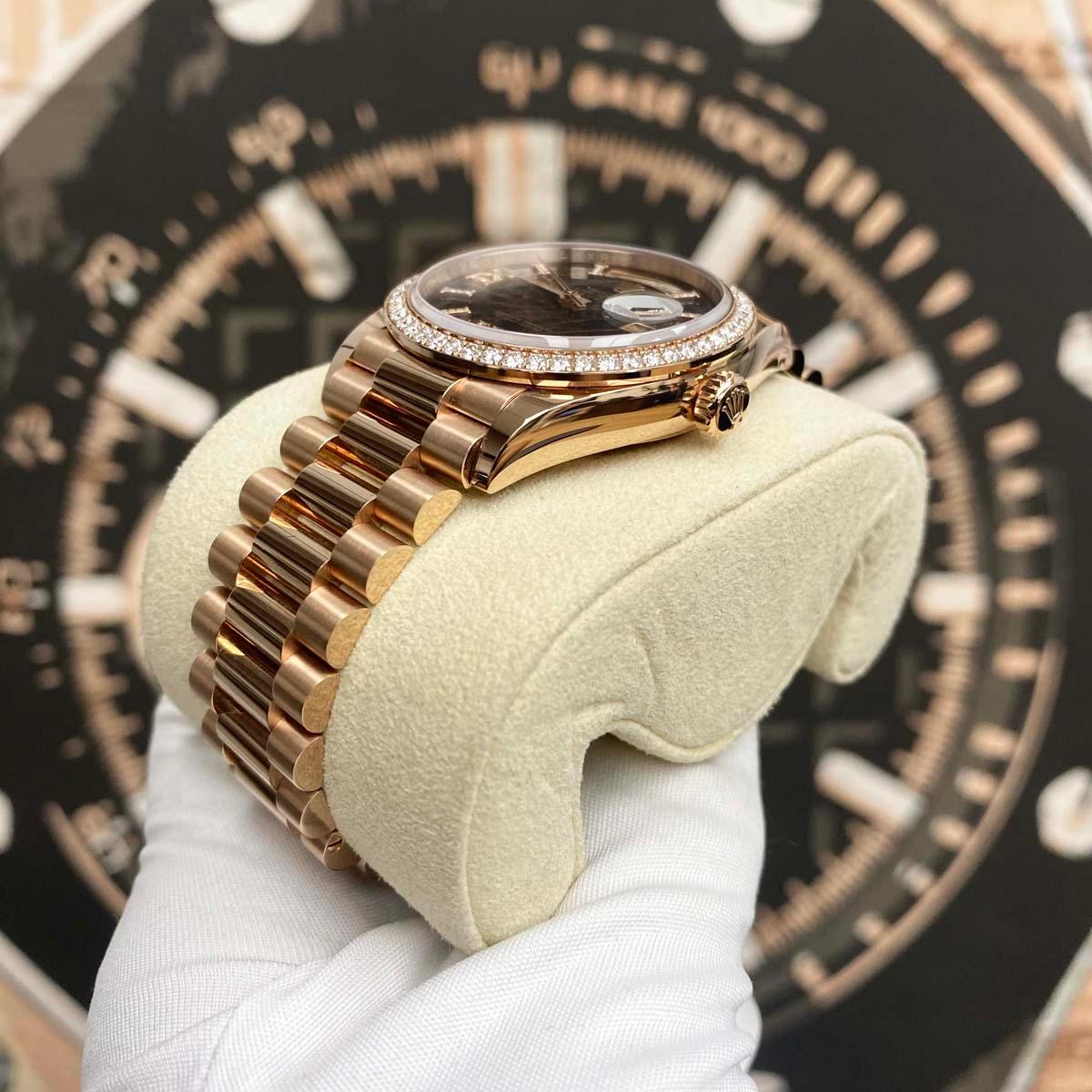 Rolex Day-Date 36mm Factory Diamond Setting Eisenkiesel Diamond Dial 128345RBR - Gotham Trading