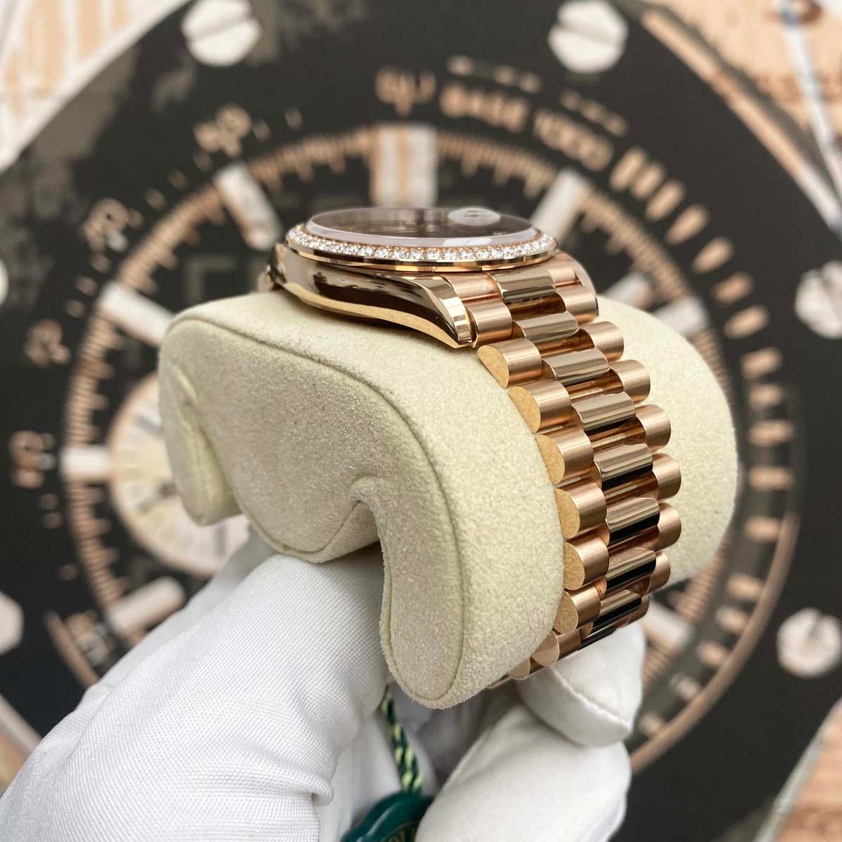 Rolex Day-Date 36mm Factory Diamond Setting Eisenkiesel Diamond Dial 128345RBR - Gotham Trading