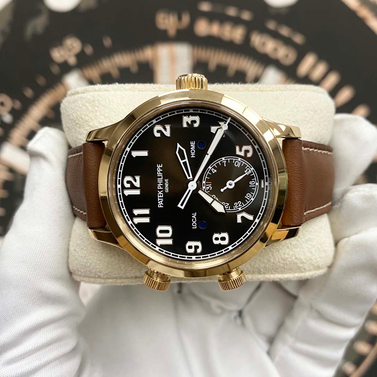 Patek Philippe Calatrava Pilot Travel Time Complication 37mm 7234R-001 Brown Dial - Gotham Trading