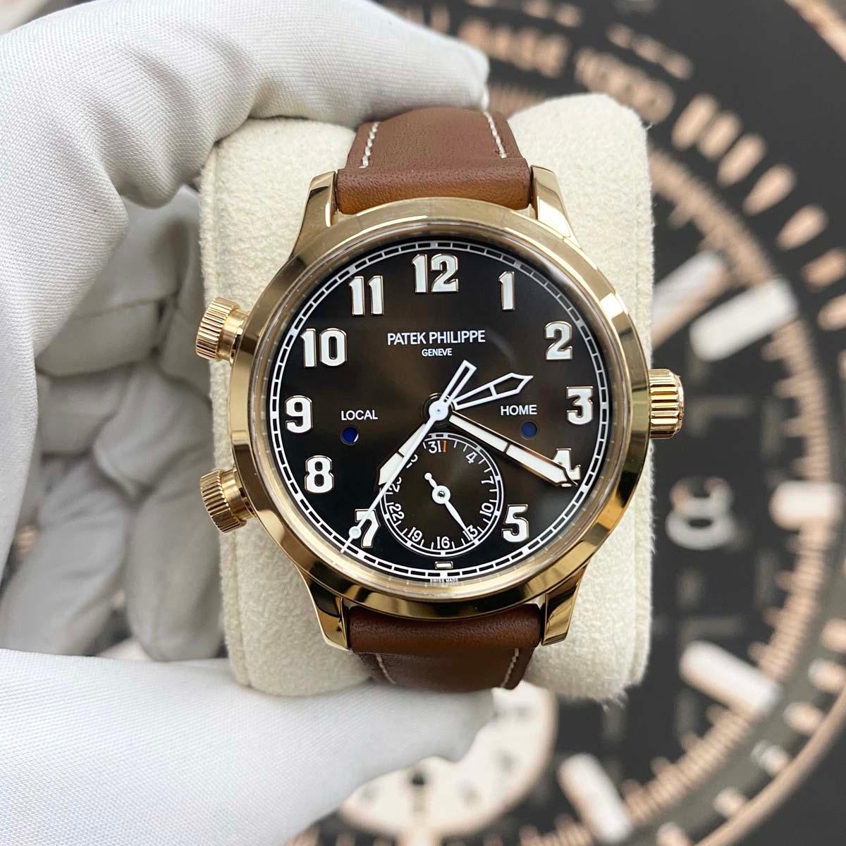 Patek Philippe Calatrava Pilot Travel Time Complication 37mm 7234R-001 Brown Dial - Gotham Trading