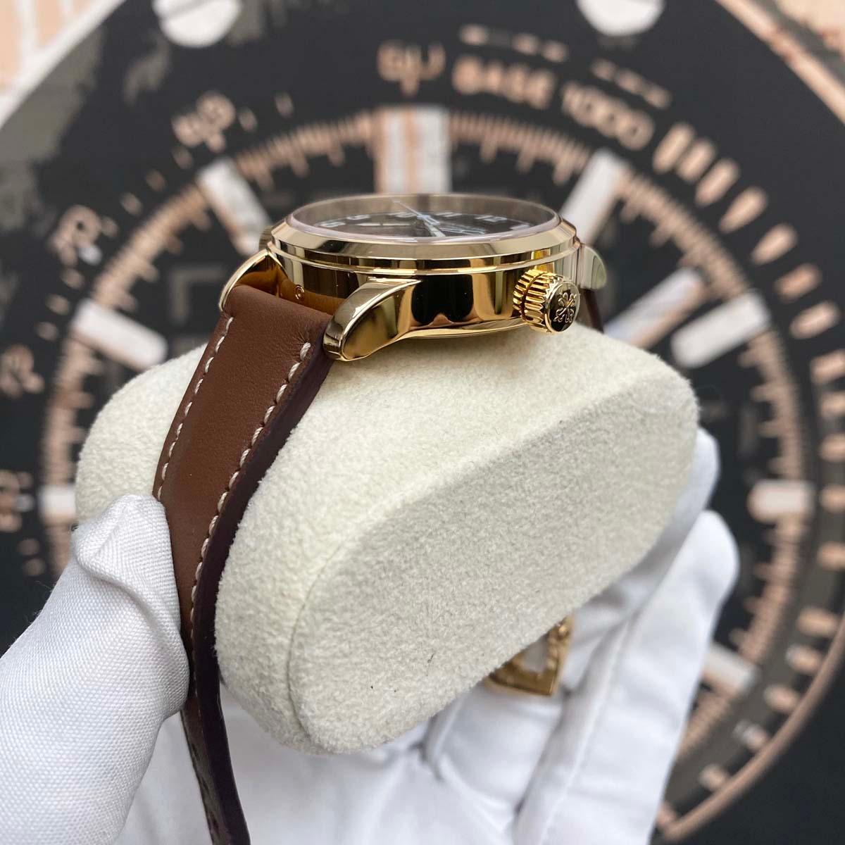 Patek Philippe Calatrava Pilot Travel Time Complication 37mm 7234R-001 Brown Dial - Gotham Trading