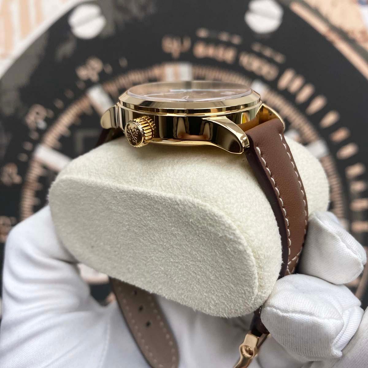 Patek Philippe Calatrava Pilot Travel Time Complication 37mm 7234R-001 Brown Dial - Gotham Trading