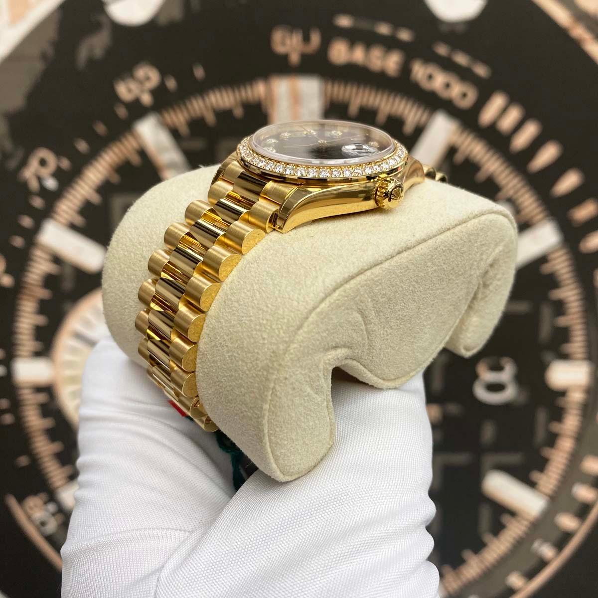 Rolex Datejust Dark Grey Diamond Dial Diamond Bezel 31mm 278288RBR - Gotham Trading