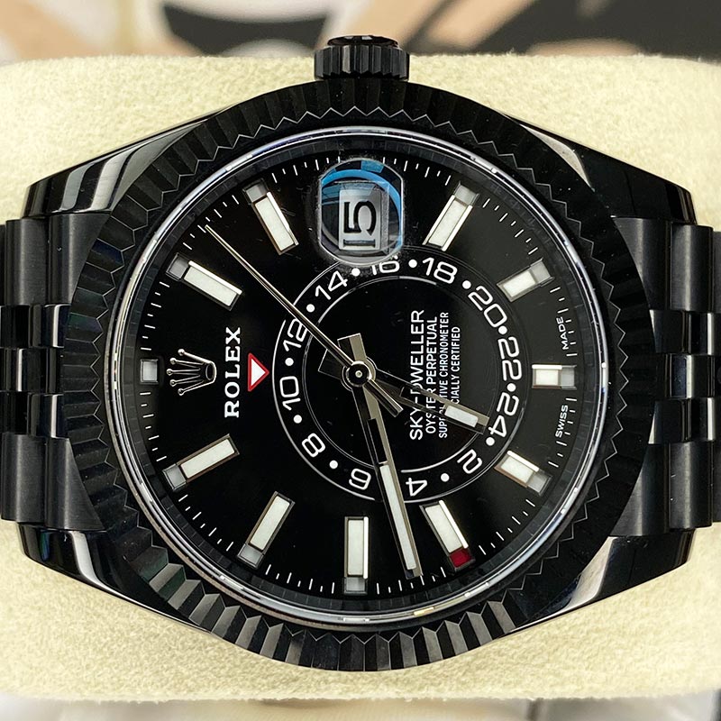 Rolex Sky-Dweller Custom PVD-DLC Coated 42mm Stainless Steel Jubilee 326934 Black Dial Pre-Owned