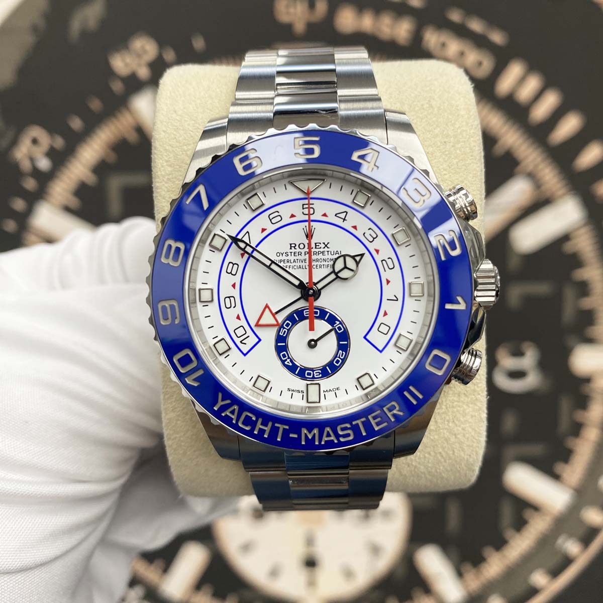 Rolex Yacht-Master II 44mm 116680 Mercedes Hands White Dial Pre-Owned