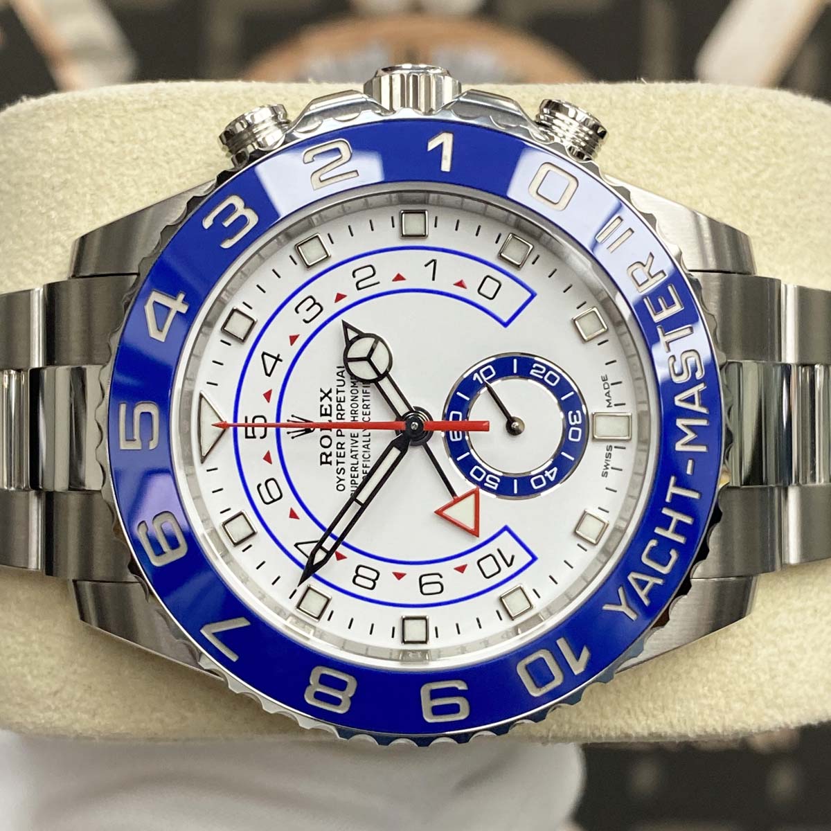 Rolex Yacht-Master II 44mm 116680 Mercedes Hands White Dial Pre-Owned