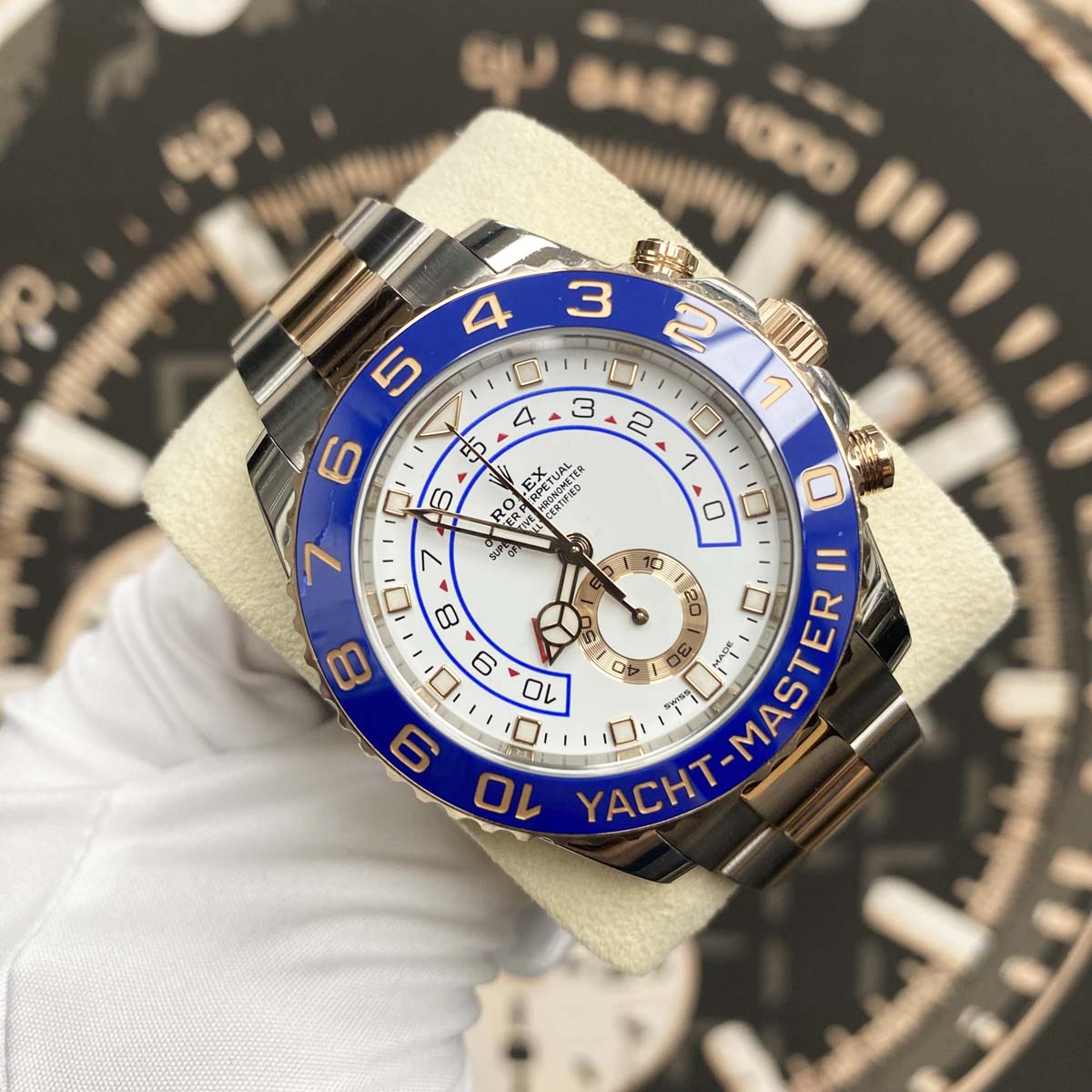 Rolex Yacht-Master II 44mm 116681 Mercedes Hands White Dial Pre-Owned