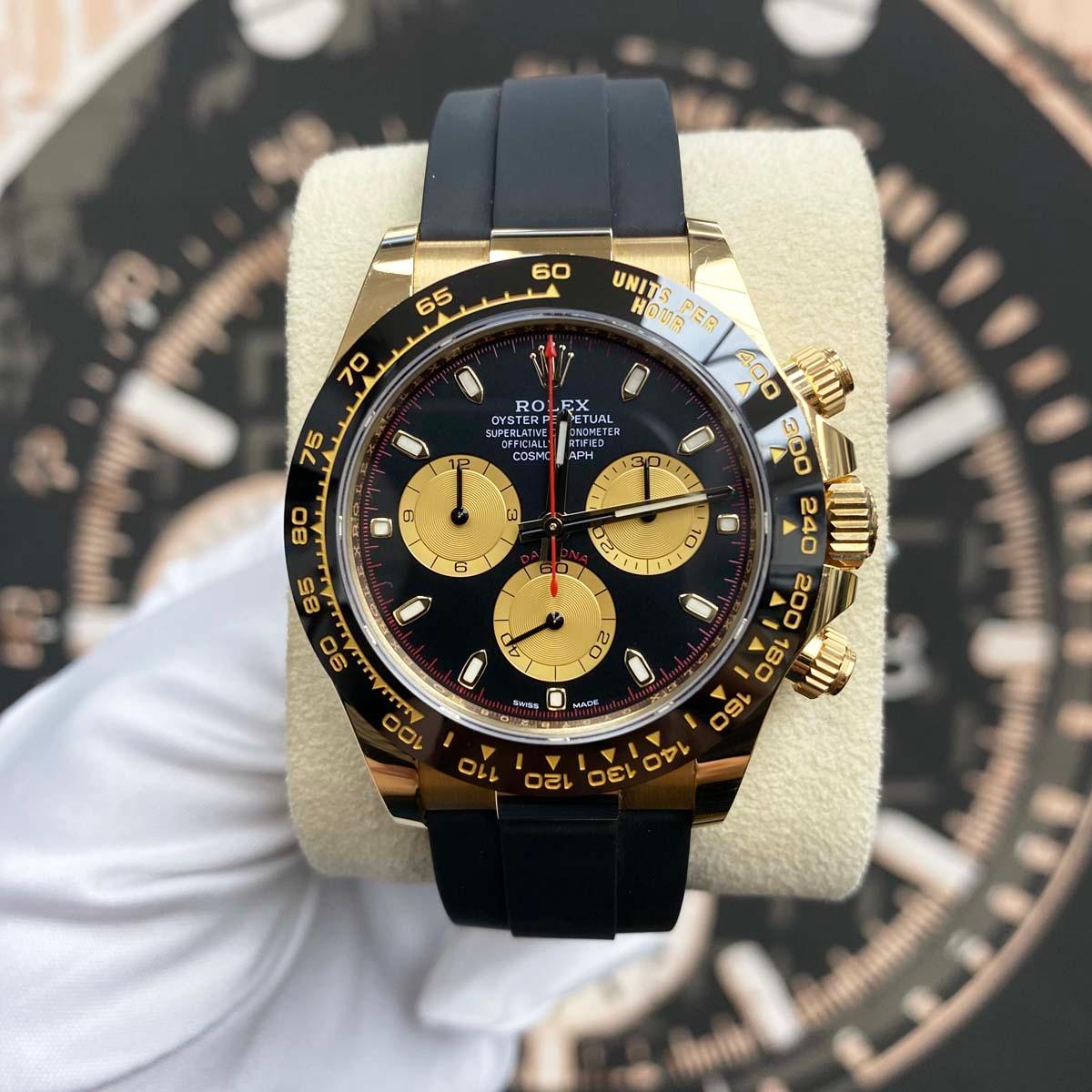 Rolex Daytona 40mm Oyster Flex 116518LN "Paul Newman" Black Dial - Gotham Trading
