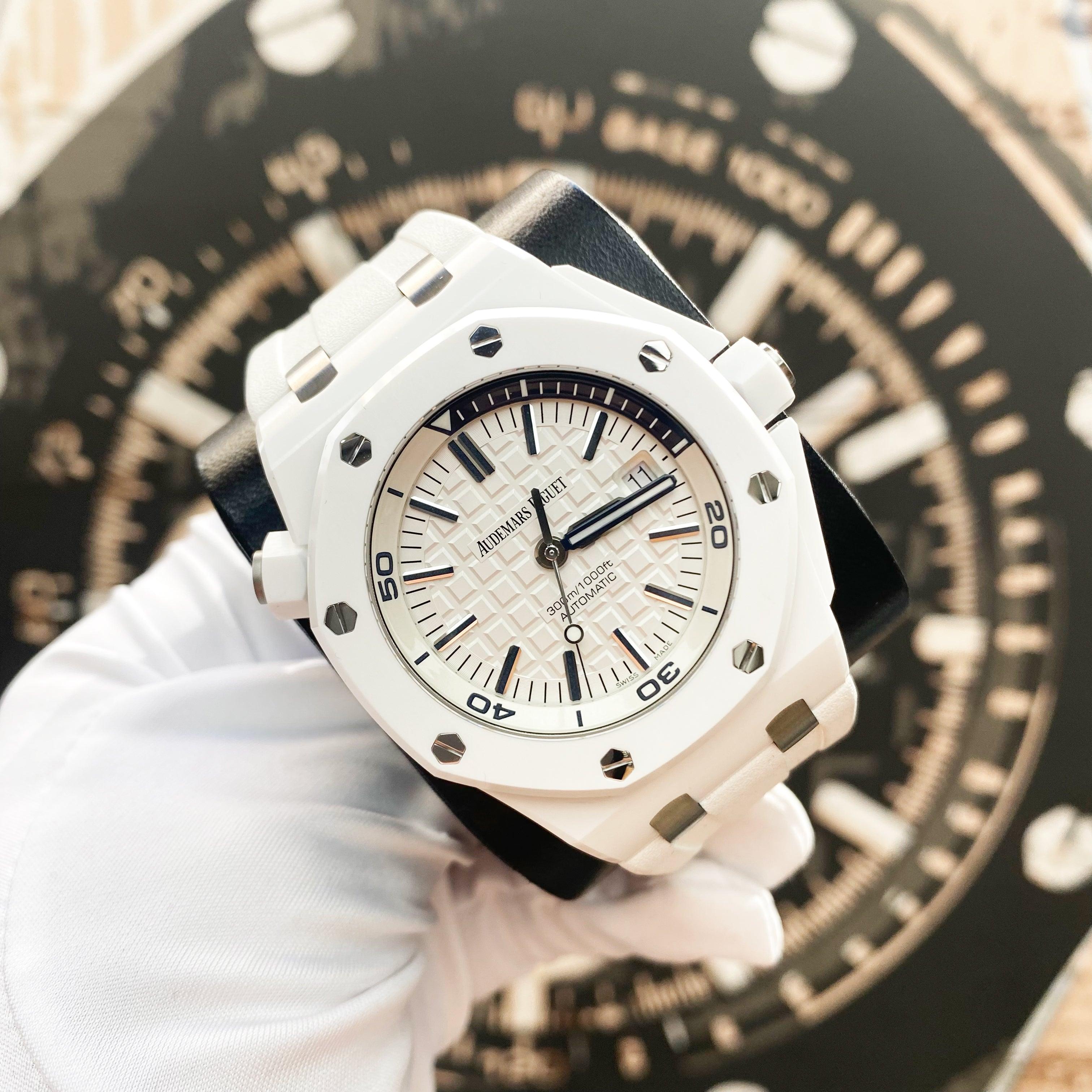 Audemars Piguet Royal Oak Offshore Diver 42mm 15707CB.OO.A010CA.01 White Dial Pre-Owned - Gotham Trading