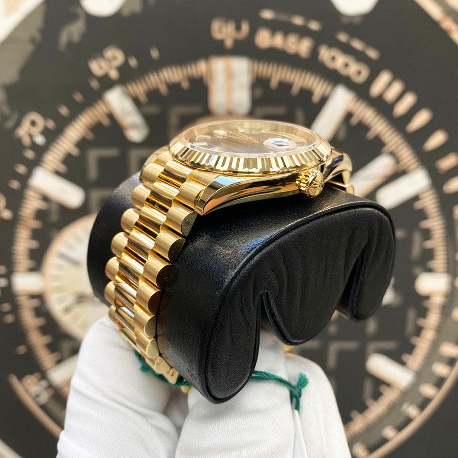 Rolex Day-Date 40 Presidential 228238 Fluted Bezel Onyx Black Diamond Dial - Gotham Trading