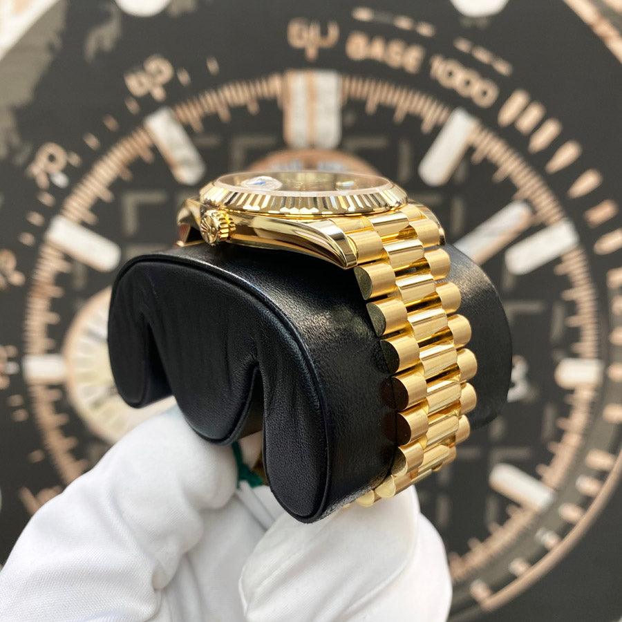 Rolex Day-Date 40 Presidential 228238 Fluted Bezel Onyx Black Diamond Dial - Gotham Trading