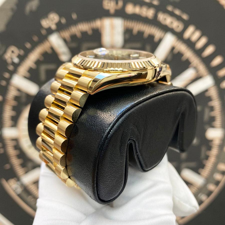 Rolex Day-Date 40 Presidential 228238 Fluted Bezel Onyx Black Diamond Dial - Gotham Trading