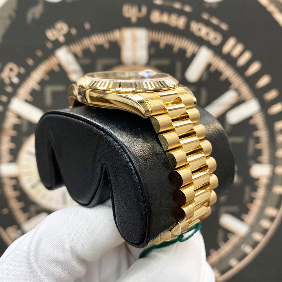 Rolex Day-Date 40 Presidential 228238 Fluted Bezel Onyx Black Diamond Dial - Gotham Trading