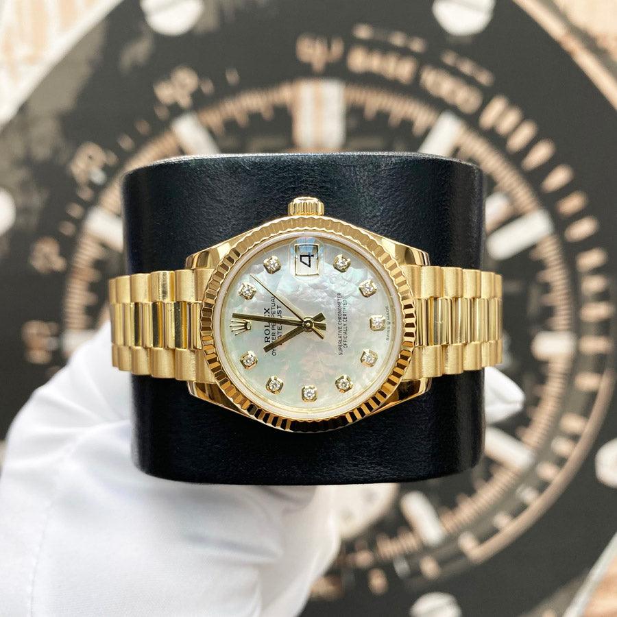 Rolex Lady-Datejust Mother Of Pearl Diamond Dial Fluted Bezel 28mm 279178 Pre-Owned - Gotham Trading