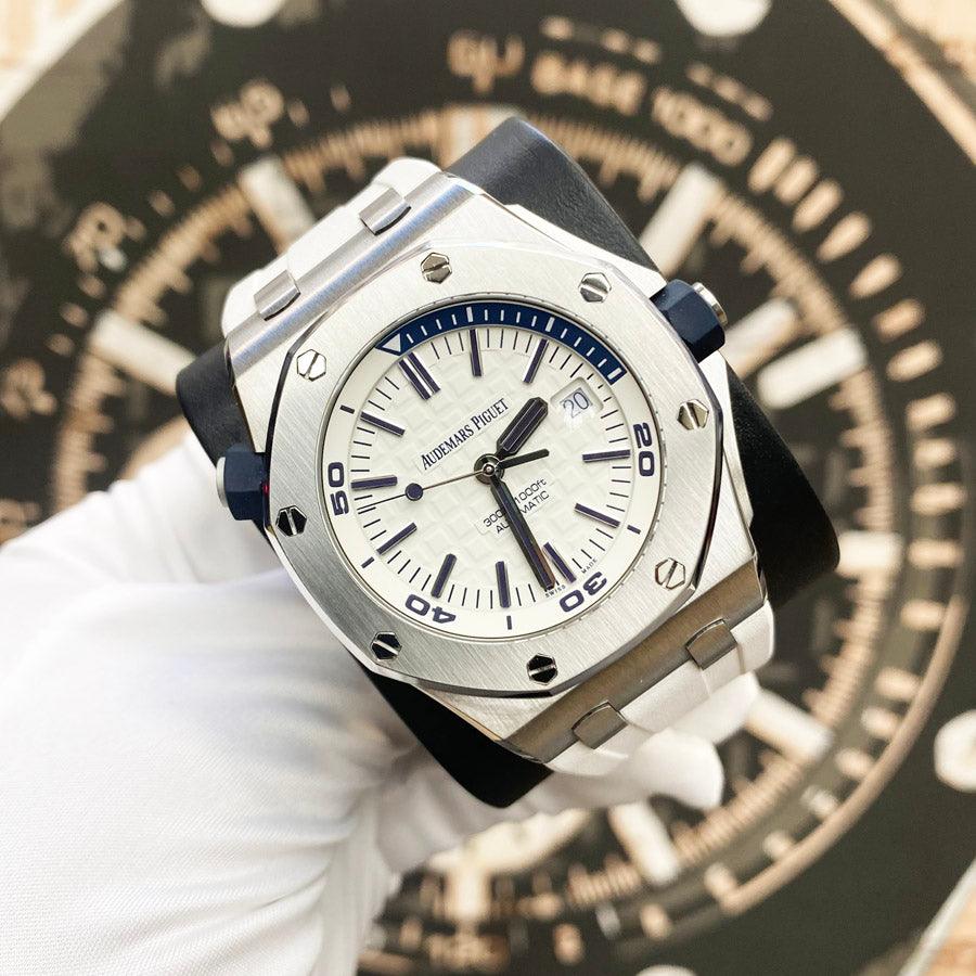 Audemars Piguet Royal Oak Offshore Diver 42mm 15710ST White Dial Mint Condition Pre-Owned - Gotham Trading