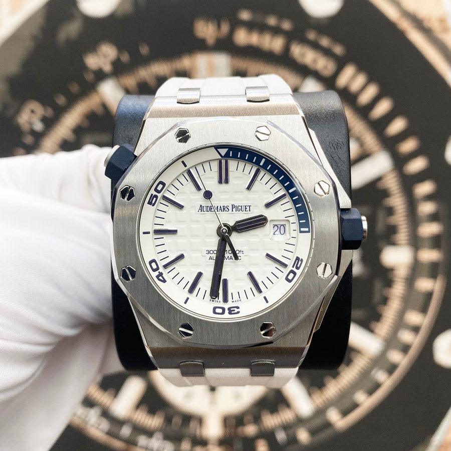 Audemars Piguet Royal Oak Offshore Diver 42mm 15710ST White Dial Mint Condition Pre-Owned - Gotham Trading