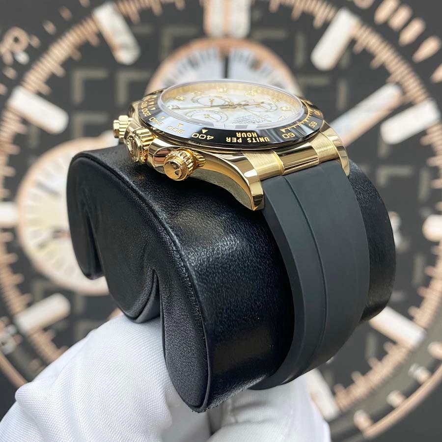 Rolex Daytona 40mm Oyster Flex 116518LN White Mother Of Pearl Diamond Dial - Gotham Trading