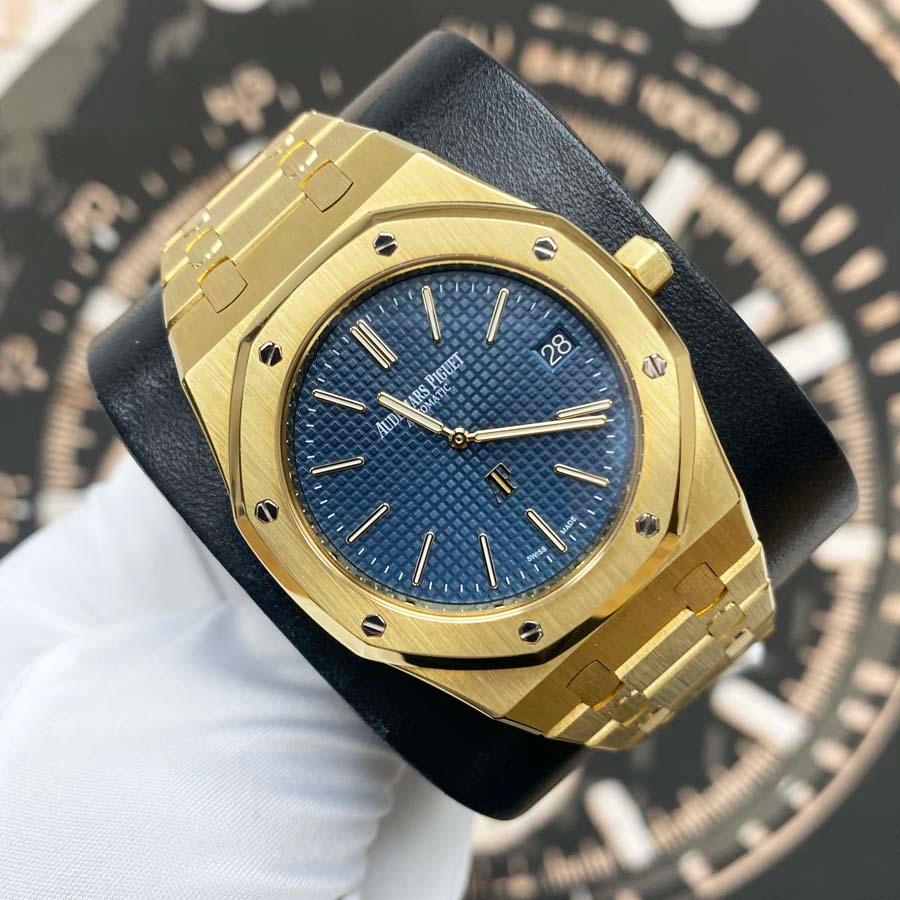 Audemars Piguet Royal Oak "Jumbo" Extra-Thin 39mm 15202BA Blue Dial Pre-Owned - Gotham Trading