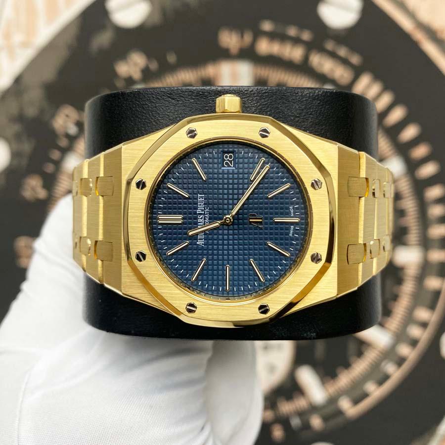 Audemars Piguet Royal Oak "Jumbo" Extra-Thin 39mm 15202BA Blue Dial Pre-Owned - Gotham Trading