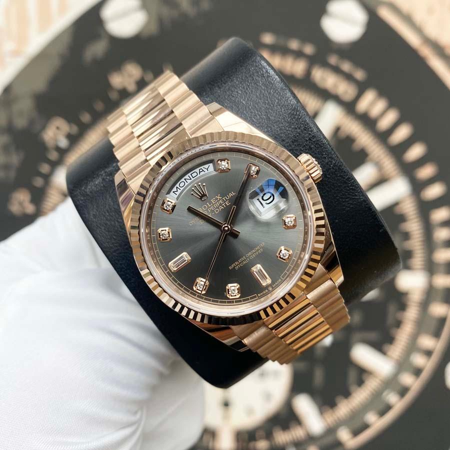 Rolex Day-Date 36mm 128235 Slate Grey Diamond Dial - Gotham Trading
