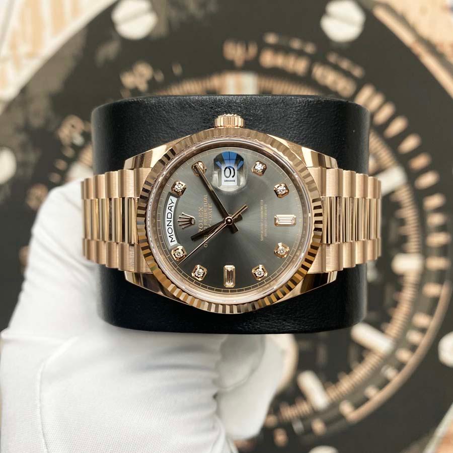 Rolex Day-Date 36mm 128235 Slate Grey Diamond Dial - Gotham Trading