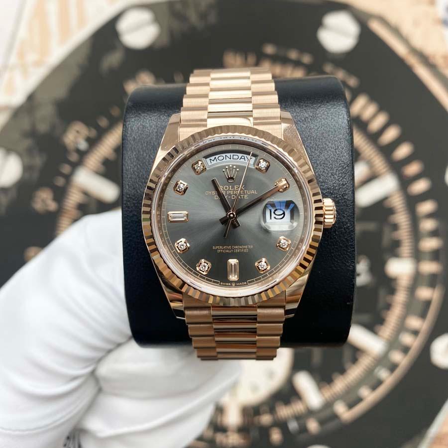 Rolex Day-Date 36mm 128235 Slate Grey Diamond Dial - Gotham Trading