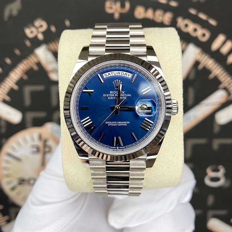 Rolex Day-Date 40 Presidential 228239 Fluted Bezel Blue Dial