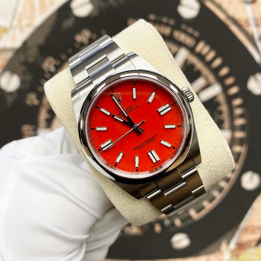 Rolex Oyster Perpetual "Coral" 41mm 124300 Red Dial Pre-Owned - Gotham Trading