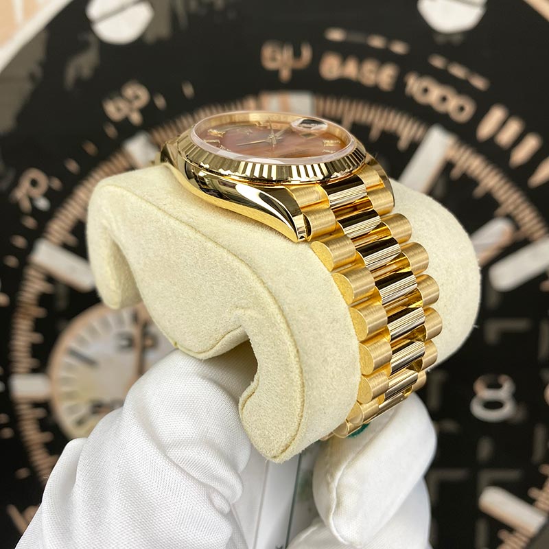 Rolex Day-Date 36mm Presidential 128238 Fluted Bezel Carnelian Diamond Dial
