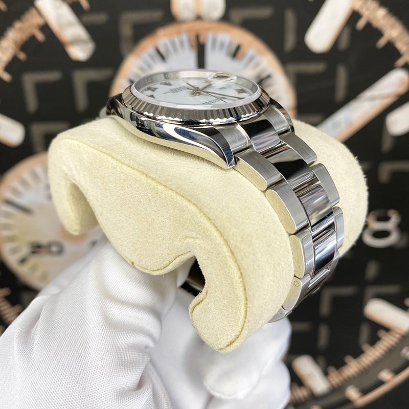 Rolex Datejust White Roman Numeral Dial Fluted Bezel 36mm 126234