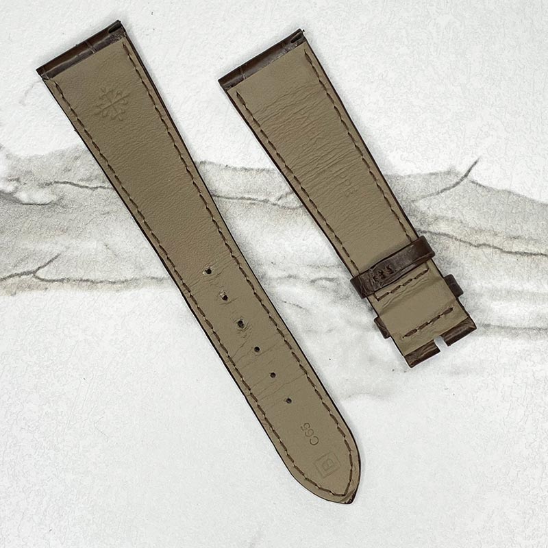 Patek Philippe Flat Glossy Brown Alligator Strap 21x16