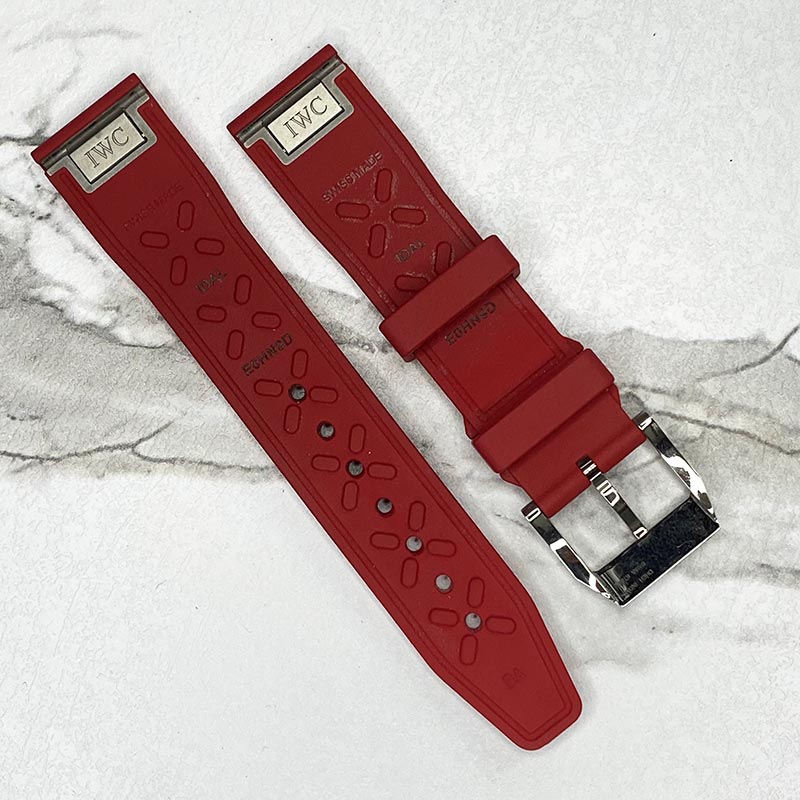 IWC Red / Light Blue / Brown Rubber Straps With Prong Buckle 20x18