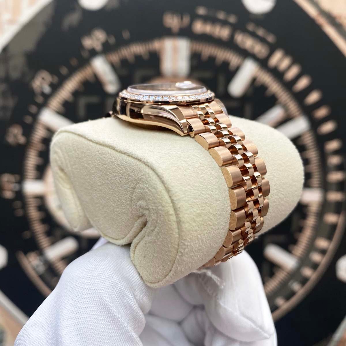 Rolex Lady-Datejust Mother Of Pearl Diamond Dial Diamond Bezel 28mm 279135RBR - Gotham Trading