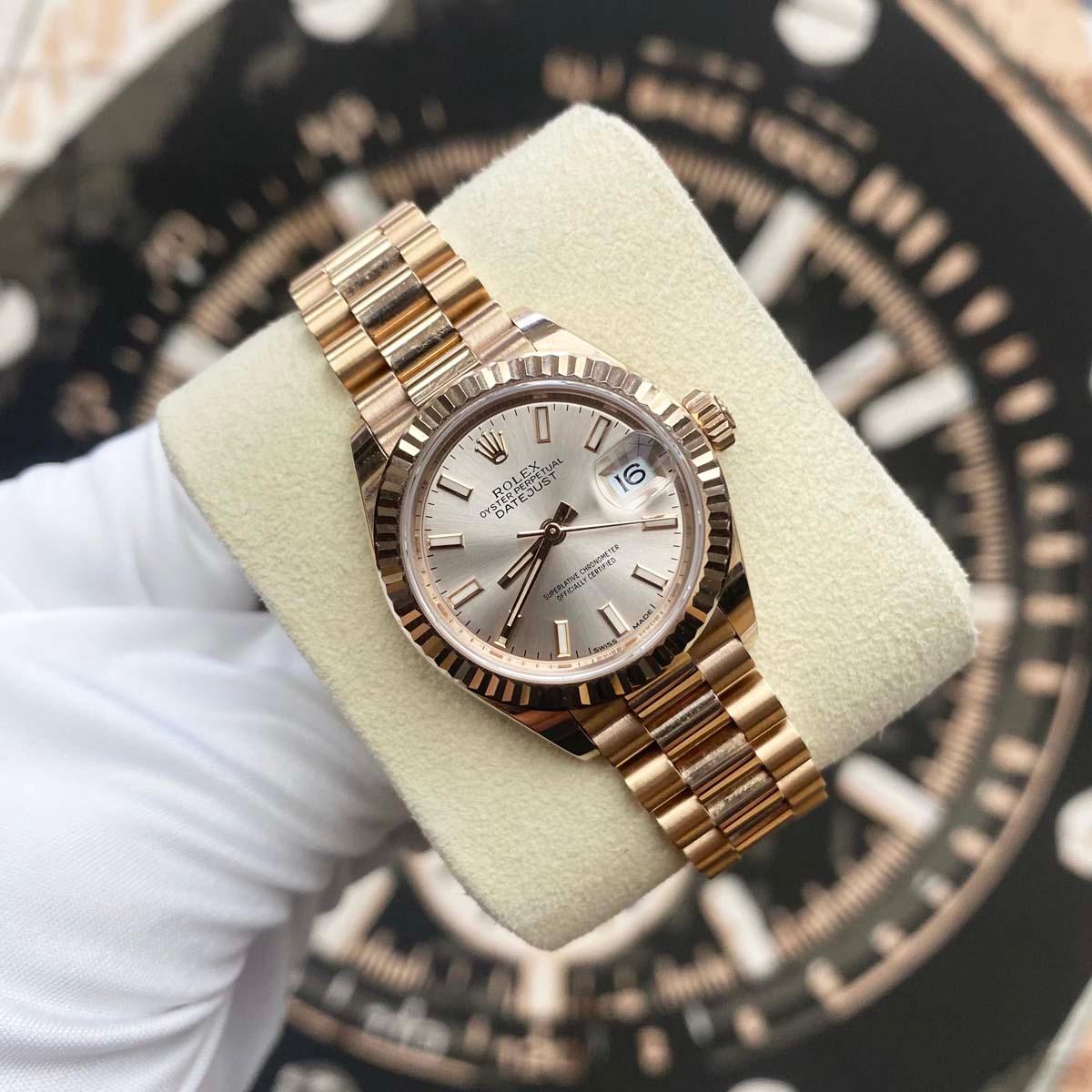 Rolex Lady-Datejust Pink Sundust Dial Fluted Bezel 28mm 279175 Pre-Owned - Gotham Trading