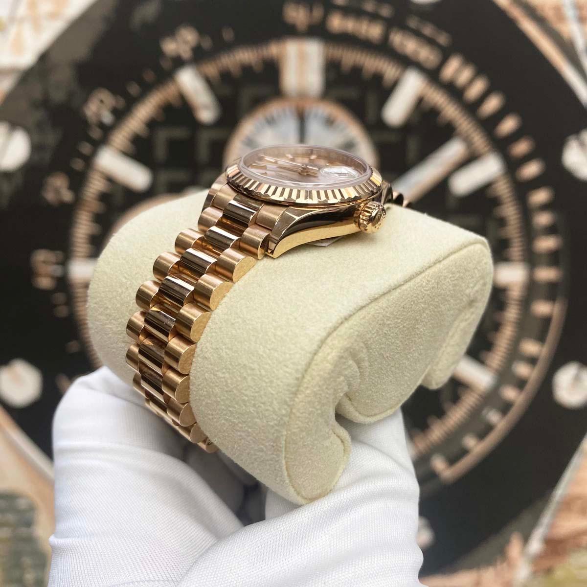 Rolex Lady-Datejust Pink Sundust Dial Fluted Bezel 28mm 279175 Pre-Owned - Gotham Trading