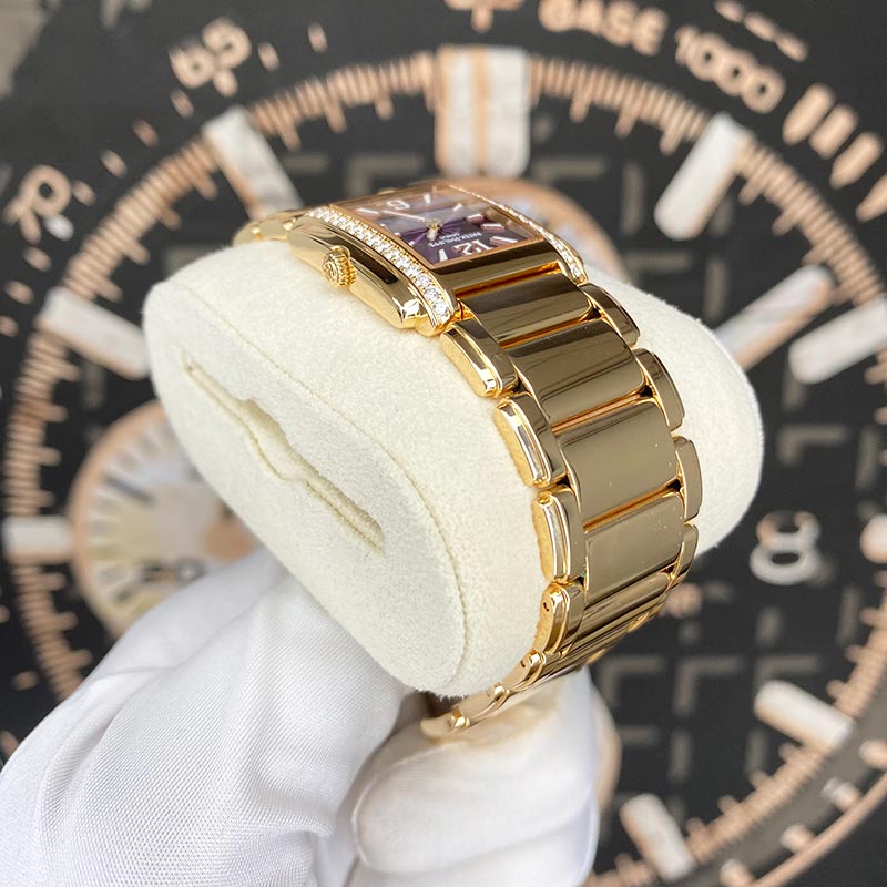 Patek Philippe Twenty~4 Ladies Quartz Rose Gold 4910/1201R-010 Purple Dial Diamond Bezel