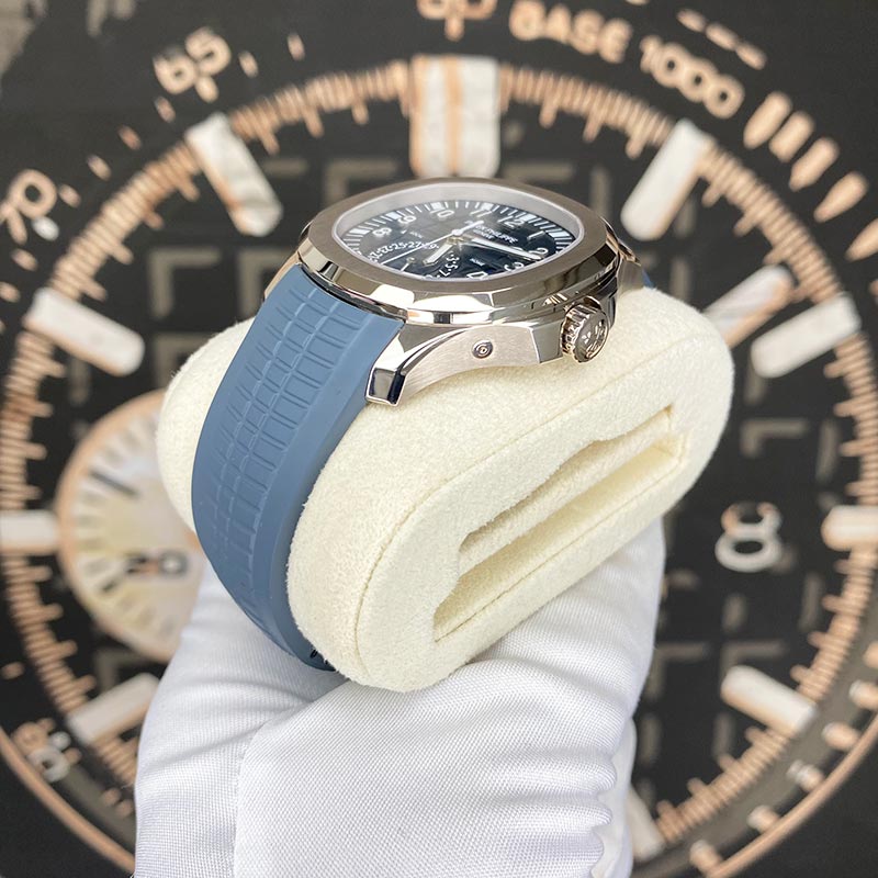 Patek Philippe Aquanaut White Gold Travel Time Baby Blue Dial 5164G-001